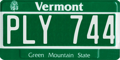 VT license plate PLY744