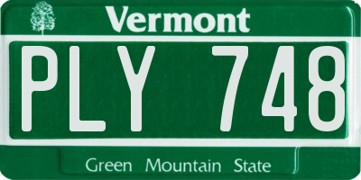 VT license plate PLY748