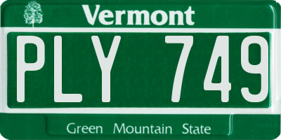 VT license plate PLY749