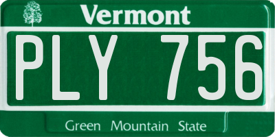 VT license plate PLY756