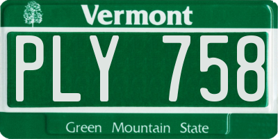 VT license plate PLY758