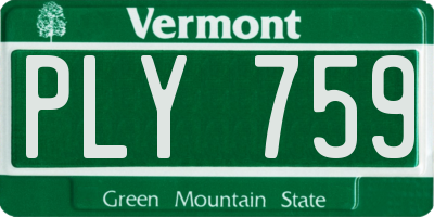 VT license plate PLY759