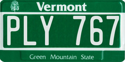 VT license plate PLY767
