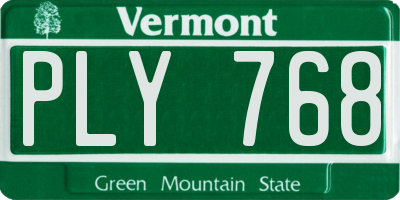 VT license plate PLY768