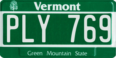 VT license plate PLY769