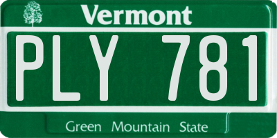 VT license plate PLY781
