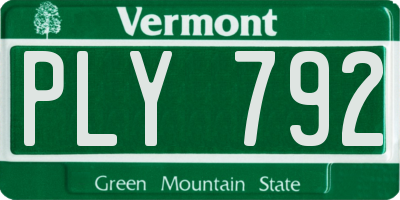 VT license plate PLY792