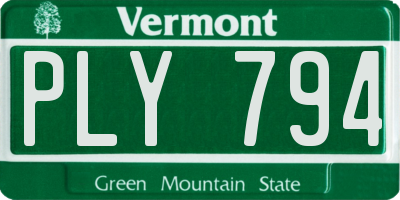 VT license plate PLY794