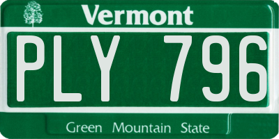 VT license plate PLY796