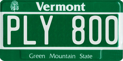 VT license plate PLY800