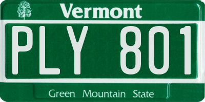 VT license plate PLY801