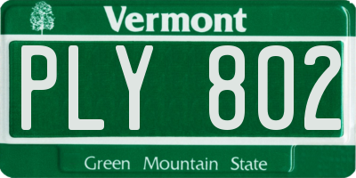 VT license plate PLY802