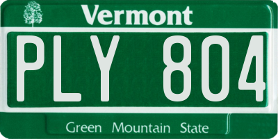 VT license plate PLY804