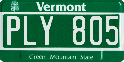 VT license plate PLY805