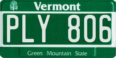VT license plate PLY806