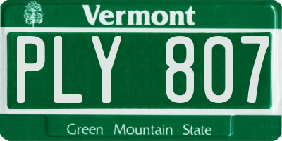 VT license plate PLY807