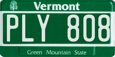 VT license plate PLY808