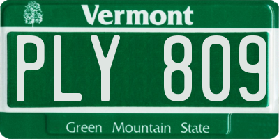 VT license plate PLY809