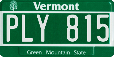 VT license plate PLY815