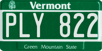 VT license plate PLY822