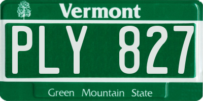 VT license plate PLY827