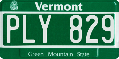 VT license plate PLY829