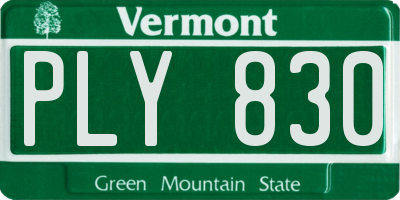 VT license plate PLY830