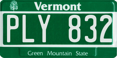VT license plate PLY832