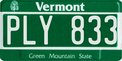 VT license plate PLY833