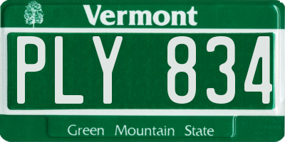 VT license plate PLY834