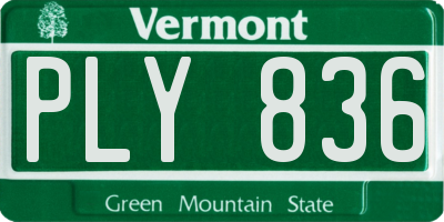 VT license plate PLY836