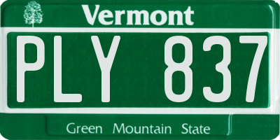 VT license plate PLY837