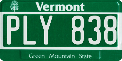 VT license plate PLY838