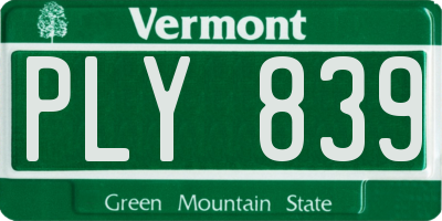 VT license plate PLY839