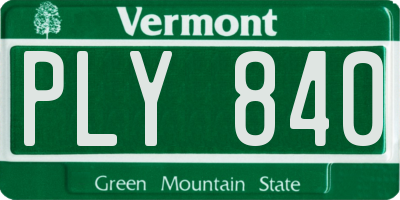 VT license plate PLY840