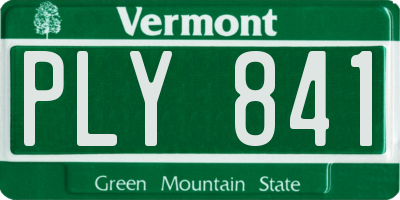 VT license plate PLY841