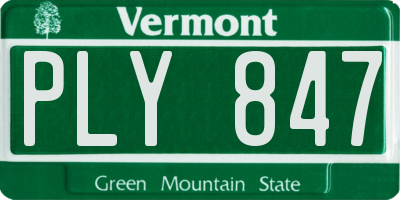 VT license plate PLY847