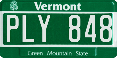 VT license plate PLY848