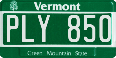 VT license plate PLY850