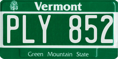 VT license plate PLY852
