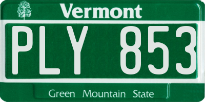 VT license plate PLY853