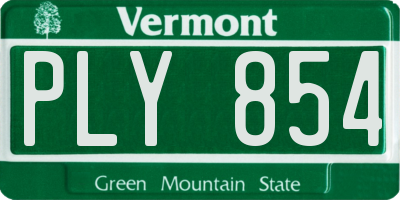 VT license plate PLY854