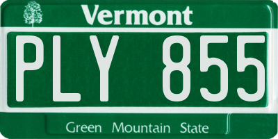 VT license plate PLY855