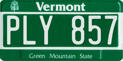 VT license plate PLY857