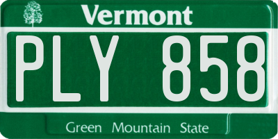 VT license plate PLY858