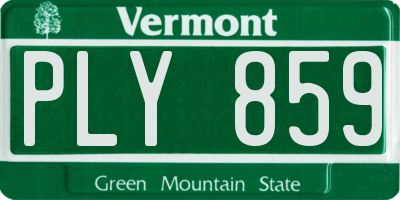 VT license plate PLY859