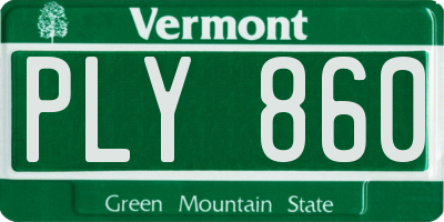 VT license plate PLY860