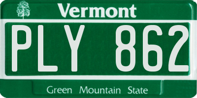 VT license plate PLY862