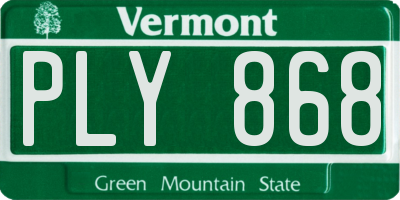 VT license plate PLY868
