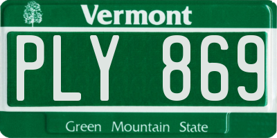 VT license plate PLY869